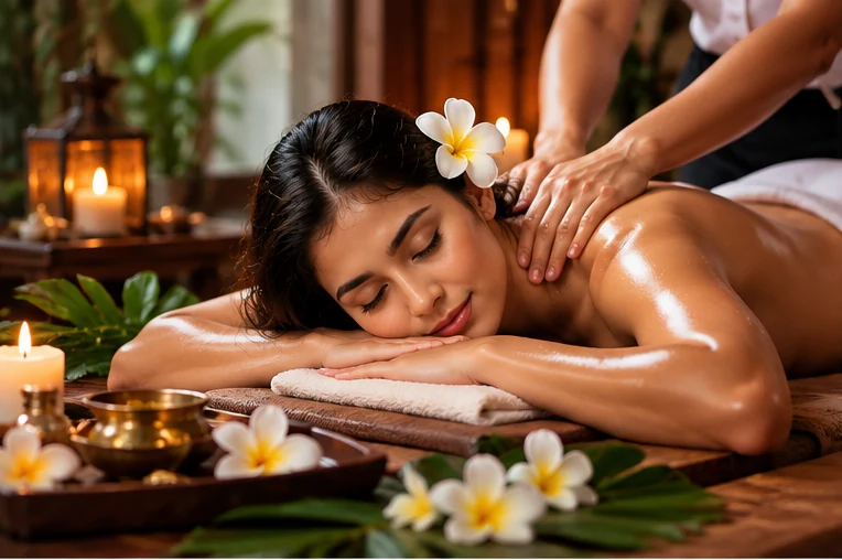 Balinese massage session in a warm professional spa setting