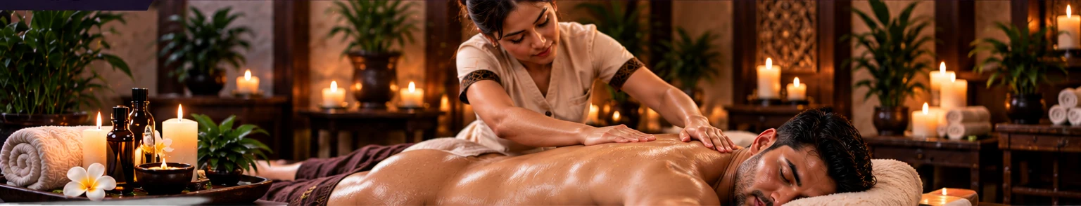 Professional full-body relaxation massage in a warm premium spa setting
