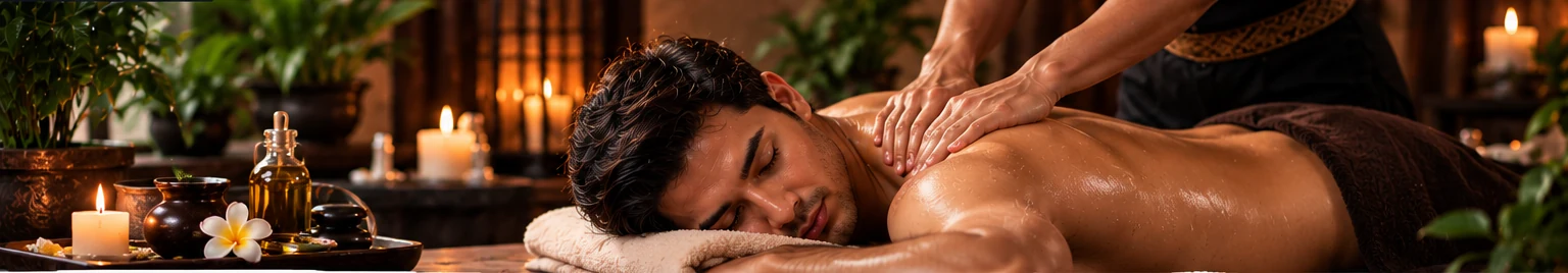 Deep tissue massage session with focused back pressure in a professional spa setting